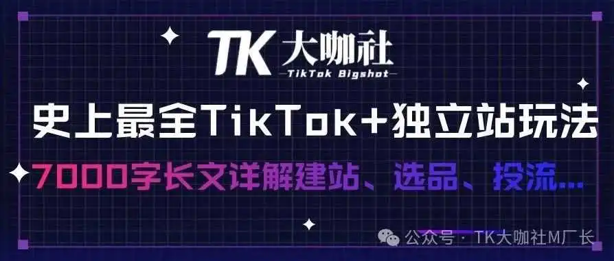 世上最全TikTok+独立站玩法攻略,7000字长文解读建站、选品、定位、投流...