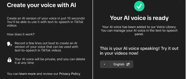 TikTok 允许用户创建自己的 AI 配音