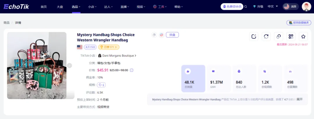 两个月销量破百万美元,什么手提包在TikTok这么好卖?