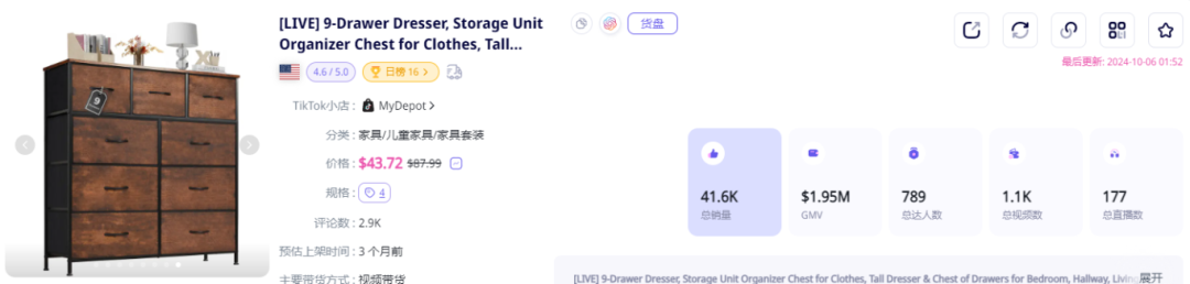 月售580万美金！MyDepot成为TikTok美国小店家具类目销量王者
