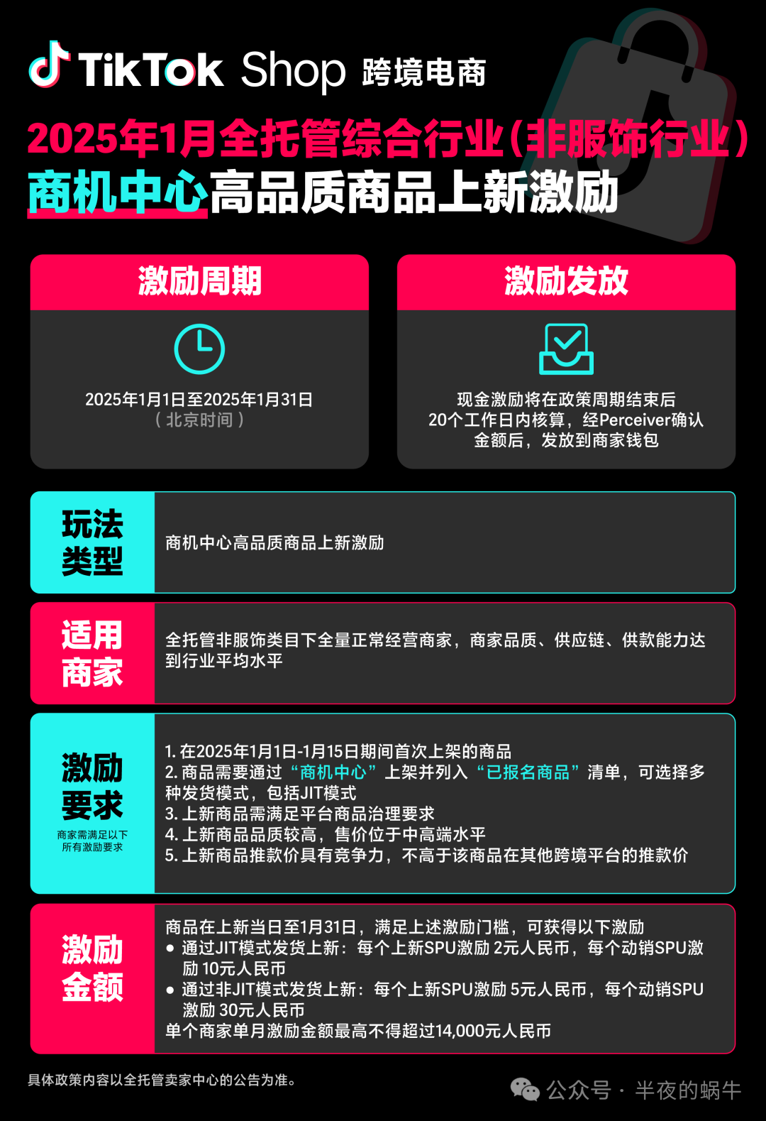 TikTok 全托管 非服行业1月上新激励