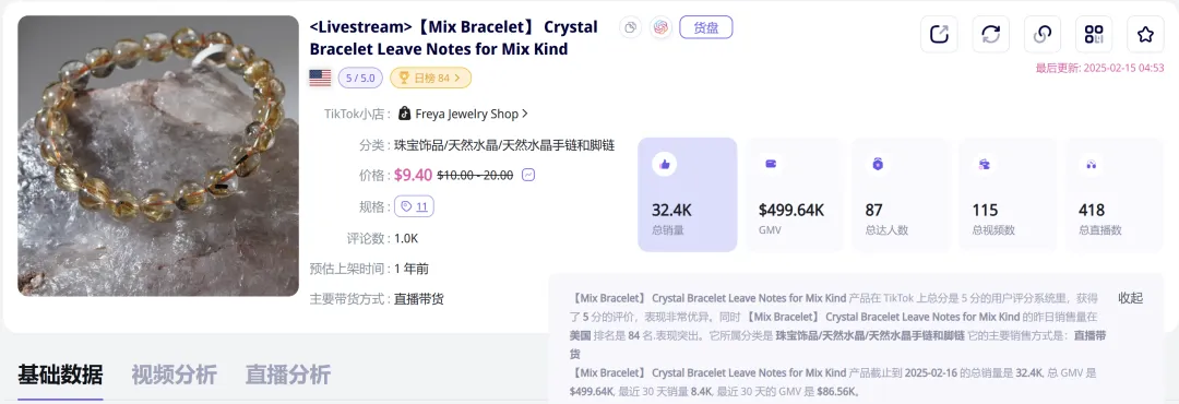 Tiktok美区:水晶手链10元成本买20美元“你说香不香”