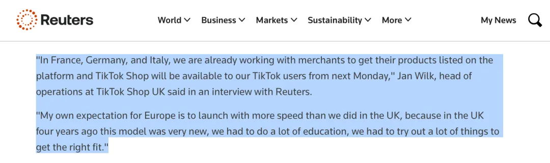连开三国!TikTok Shop欧洲大扩张:德、法、意齐发力,激发全球电商新红利!