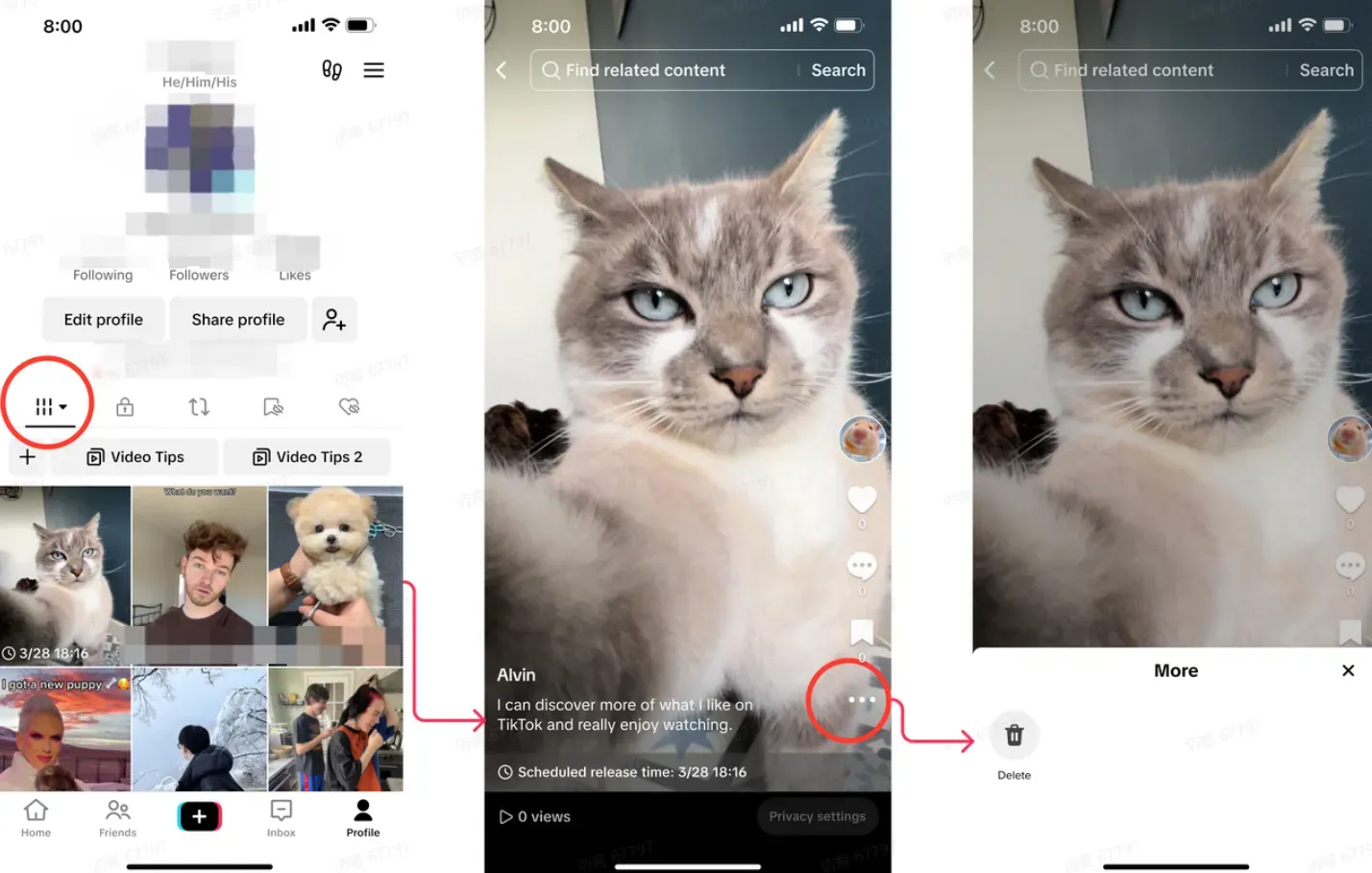 TikTok 怎么管理定时视频？
