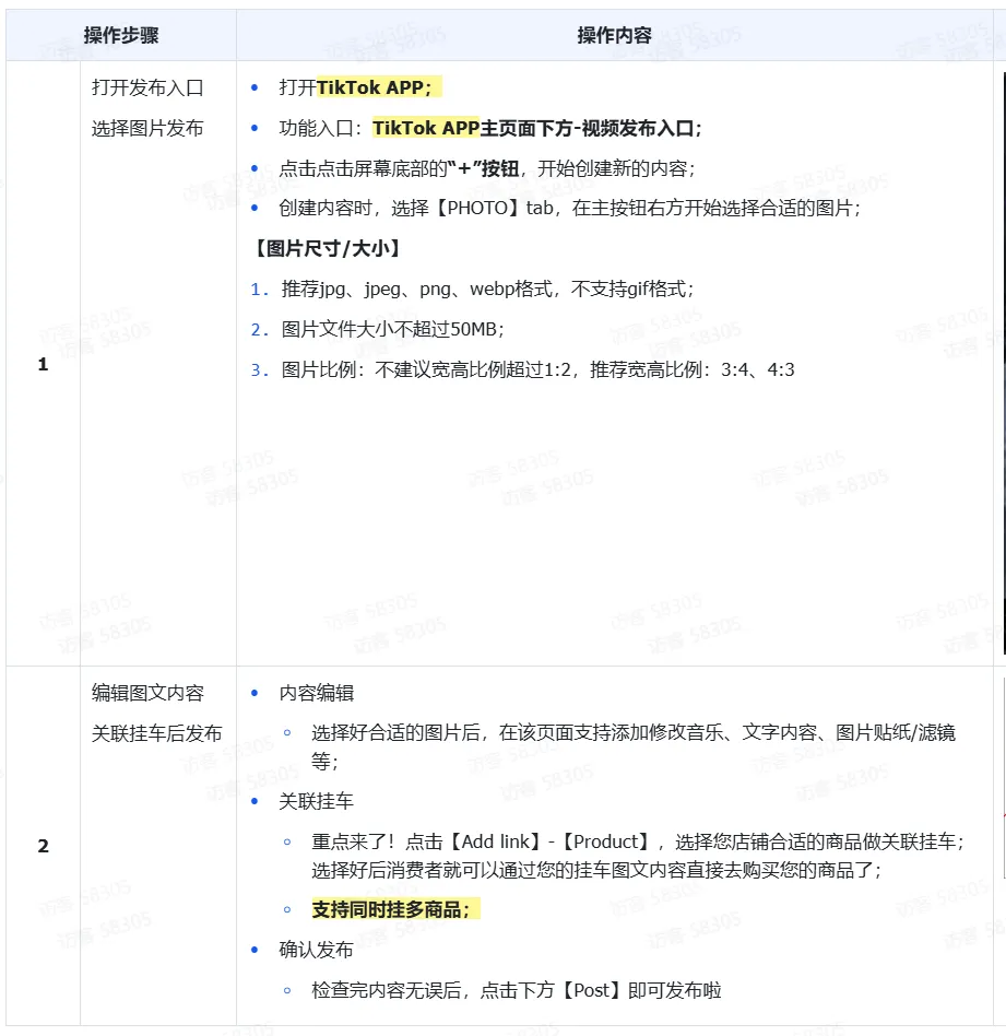 TikTok Shop【POP】图文挂车功能 操作手册