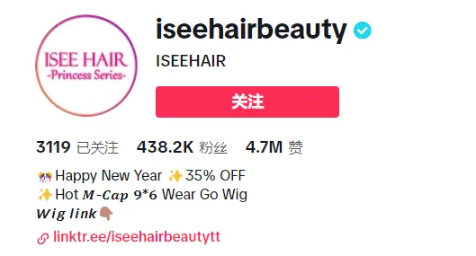 ISEE HAIR BEAUTY的假发成为TikTok爆款,月销50万美金!