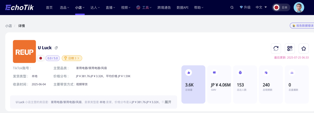 日本TikTok开卖仅1个月,夏季单品登上热销榜Top2!