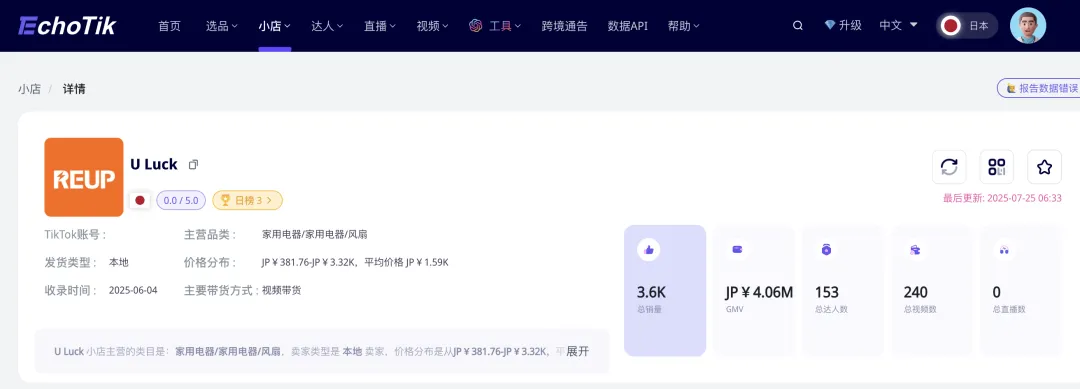 日本TikTok开卖仅1个月,夏季单品登上热销榜Top2!