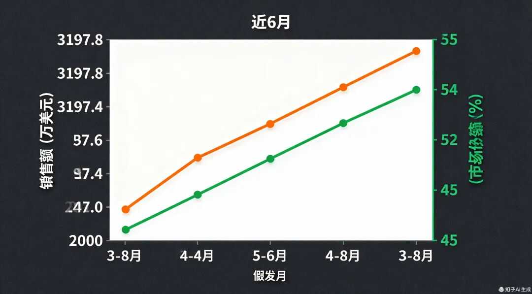 时尚配件假发类目近6个月销售额与市场份额变化
