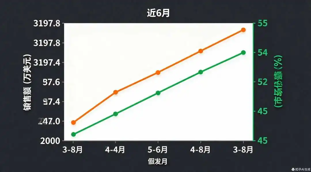 时尚配件假发类目近6个月销售额与市场份额变化