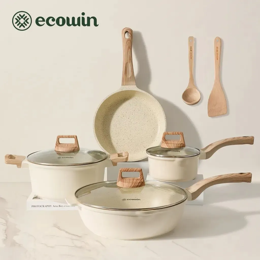 Ecowin Cloud Series Kuali Nonstick Cookware Set (4pcs) - Wok + Saucepan + Frying Pan + Soup Pot ...
