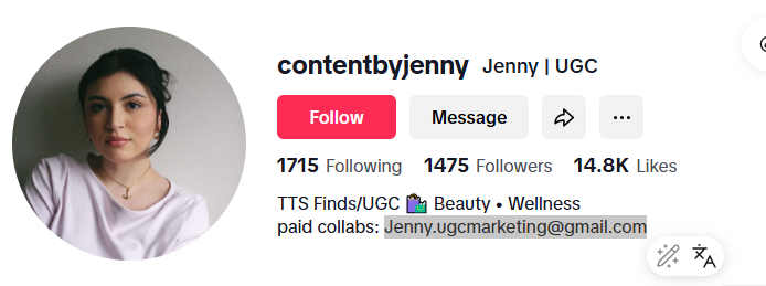美国contentbyjennyhttps://www.tiktok.com/@contentbyjennyJenny.ugcmarketing@gmail.com