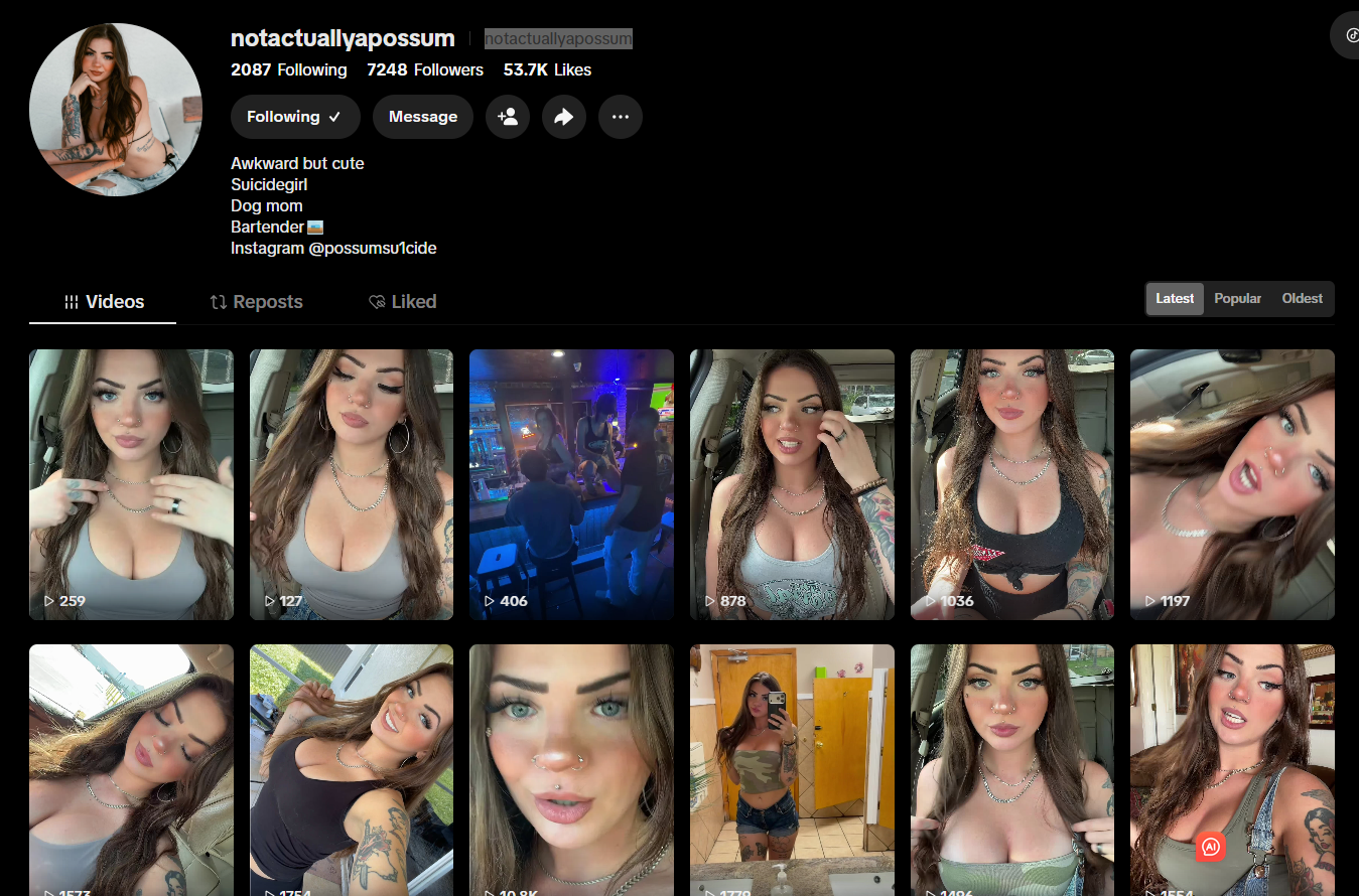 美国notactuallyapossumhttps://www.tiktok.com/@notactuallyapossum?lang=en/