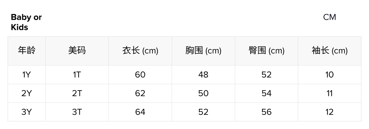 【英国/东南亚】TikTok Shop 商品尺码表信息规范-第7张图片