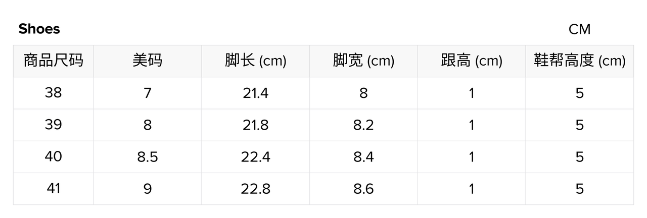 【英国/东南亚】TikTok Shop 商品尺码表信息规范-第8张图片