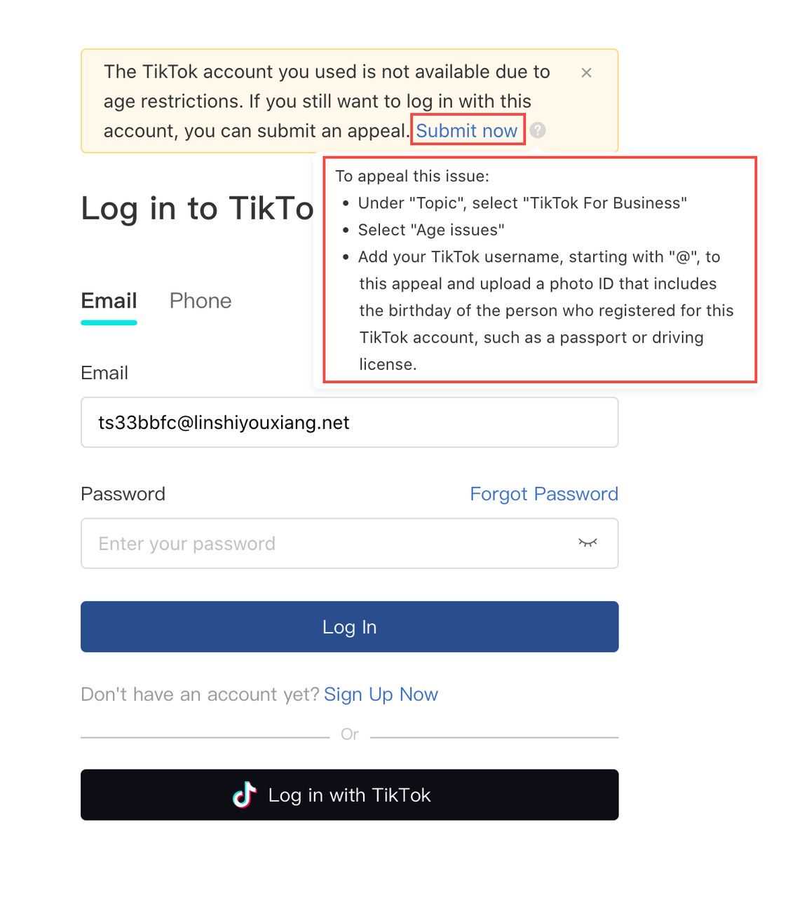 如何解决关联TikTok账号与TikTokforBusiness账户时受到年龄限制的问题-第2张图片